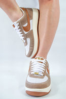 Tênis Air Force 1 Camurça - Marrom e Branco (Frete Grátis)