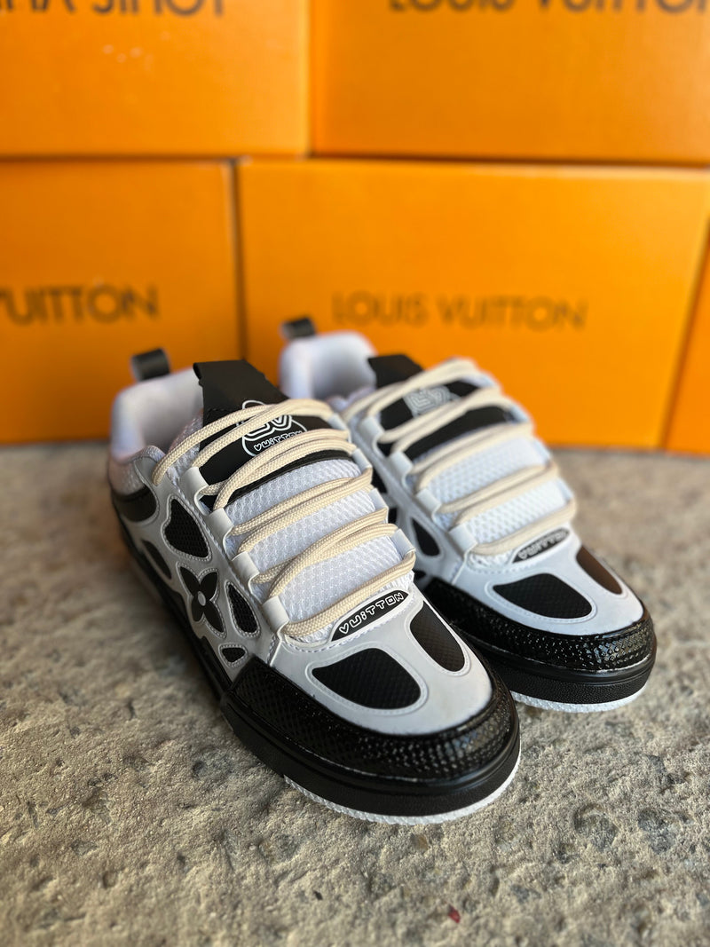 Tênis Designer Skate Sneaker - Preto/Branco (Frete Grátis)