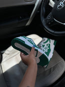 Tênis Designer Skate Sneaker - Verde e Branco (Frete Grátis)