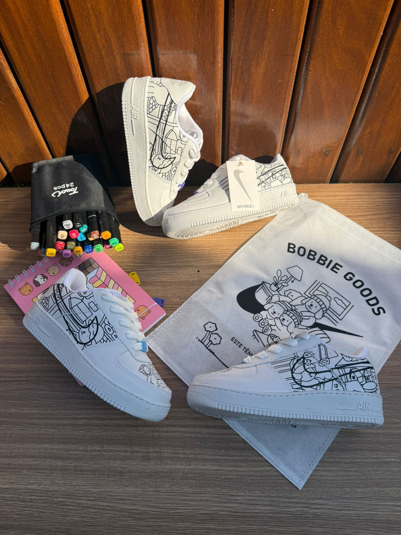 Tênis Air Force 1 Infantil - Edição Criativa (Para Colorir!)